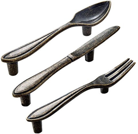 Remise de Tiroir de Placard de Cuisine En Bronze de 3 Pièces, Forme de Couverts de Poignée de Porte de Porte