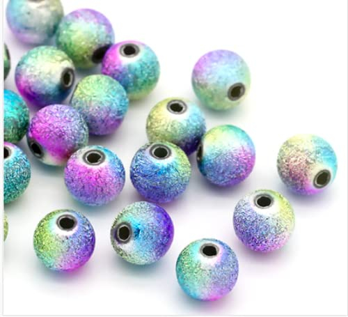 100 Acrylperlen Kunststoffperlen, 8mm - Stardust Perlen, Sternenstaubperlen - farbige, bunte zum basteln, Bastelperlen Perlen zum fädeln auffädeln Schmuckherstellung DIY