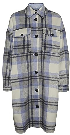 VERO MODA Damen Vmnelly Check Long Coat Noos Mantel