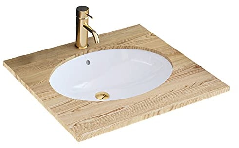 Rea Waschbecken Unterbau Waschtisch Keramik Handwaschbecken Waschschale Oval Weiß 40x47 (Weiß)