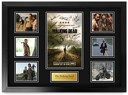 HWC Trading The Walking Dead Geschenke Geducktes Signiertes Autogramm Fotodisplay Montagedisplay für Fans von Fernsehshows - A2 Gerahmt