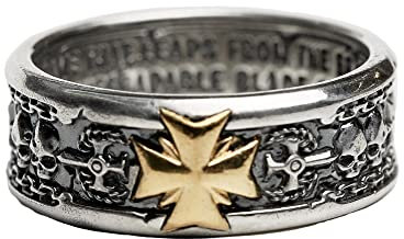 Starforged Kompatibel mit Warhammer 40k Black Templers Kreuzfahrer Ring[Sterling Silber/Gold überzogen]1 PC