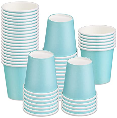 ENCHOL [50 Pack 3 oz Paper Cups, Disposable Bathroom Cups, Small Mouthwash Cups, Mini Espresso Cups, 3oz Disposable Paper Cup for Party, Picnic, Office, and Travel (Sky Blue)