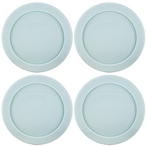 Pyrex 7202-PC 1 Cup Muddy Aqua Blue Storage Replacement Lid - 4 Pack