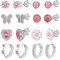 8Paare 925 Sterling Silber Ohrringe für Mädchen Damen Hypoallergene Ohrringe Tiny Herz Hoop Ohrringe CZ Ball Schmetterling Daisy Gestüt Sets für Teenager Kinder Kleinkind Rosa Silber