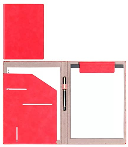 Klemmbrett A4 mit Deckel, Klemmbretter aus PU Leder A4 Klemmbrett mit Aufbewahrung, Klemmbretter Kreatives Aktenordner Studenten Ordner für Klassenzimmer, Büros, Restaurants ( Color : Red , Size : 10P