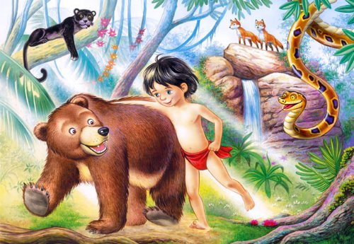 alles-meine.de GmbH Puzzle 60 Teile - Dschungelbuch - Zootiere - Kinderpuzzle für Kinder - Tiere Mowgli Tiger Schlange Märchen