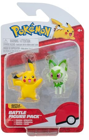 Pokémon PKW3358 - Battle Figure Pack - Pikachu & Felori, offizielle detaillierte Figuren, je 5 cm