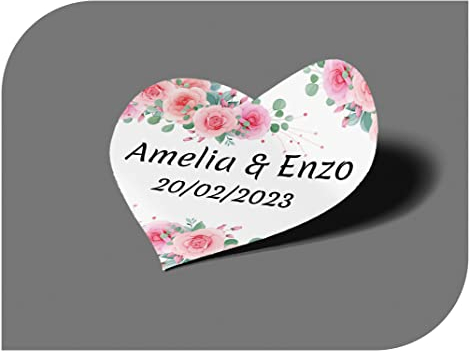 Personalisierbare Aufkleber für Hochzeit mit Namen und Datum, Aufkleber für Einladungen, Hochzeit, Taufe, Verlobung, Kommunion, Geburtstag, Party, Vintage, Stempel (Modell 1)