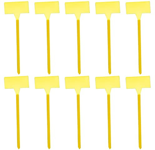 10 etichette per piante lunghe da 30 cm, marcatori per piante in plastica per piante da esterno, etichette da giardino impermeabili per esterni e etichette per piante da giardino giallo