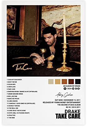QEWRT Drake Poster Take Care Albumcover-Poster, Wandkunstdruck, Dekoration, Leinwand, Poster für Zimmer, ästhetischer Rahmen: 30 x 45 cm