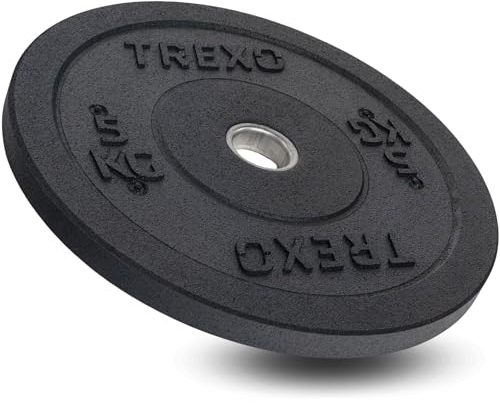 TREXO Olympic Bumper 5 KG Hantelscheibe Gummiertes Material für Langhantel 50 mm Durchmesser Langlebige FitnessScheibe Krafttraining Crossfit