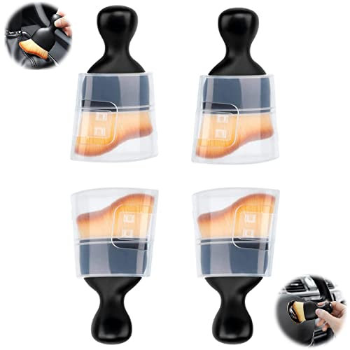flewfun Lot de 4 brosses de nettoyage de voiture, idéales pour l'intérieur, l'extérieur, le tableau de bord, les aérations de climatisation, le cuir et les moteurs, poils souples (jaune)