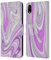 Head Case Designs Offizielle Suzan Lind Violett Weiß Grau Wirbel Aus Marmor Leder Brieftaschen Handyhülle Hülle Huelle kompatibel mit Apple iPhone XR