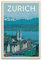 Vintage-Reiseposter Zürich Poster, dekoratives Gemälde, Leinwand, Wandposter und Kunstbild, modernes Familien-Schlafzimmer, Dekoration, Poster, 30 x 45 cm