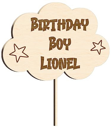 Alsino Cake Topper Tortenstecker Torte für - Geburtstag, Taufe, Geburt, Kommunion, Konfirmation, Name, Junge, Mädchen, personalisiert, graviert - aus nachhaltigem Holz, (LA-217) Happy Birthday Wolke