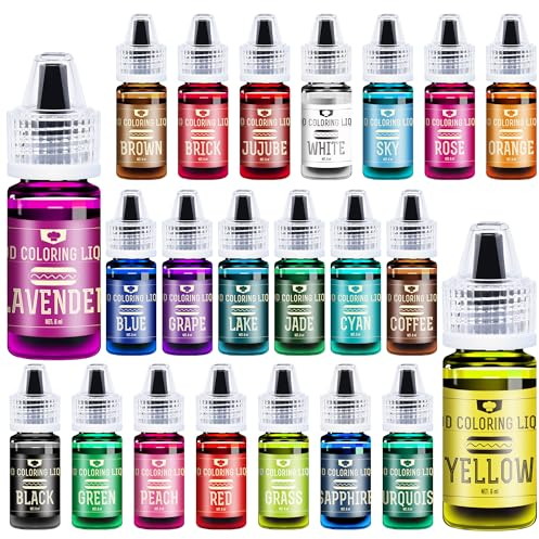 Lebensmittelfarbe - 22 Lebendige Lebensmittel Farben zum Backen, Kuchen Dekorieren, Zuckerguss, Kekse, Fondant und Macaron - Flüssige Food Coloring für die DIY Seifenherstellung und Basteln - 6ml je