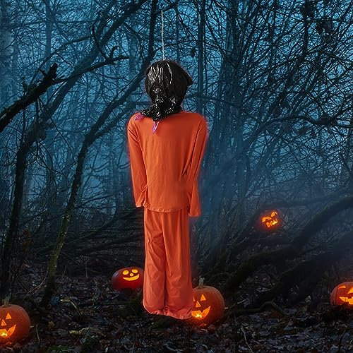 Halloween Horror Deko, Halloween Aufblasbar Gefälschte Leiche Dekoration, Gefälscht Leiche mit Gefängnisuniform, Gruselig Aufblasbar Hängende Dekoration für Halloween Party, Spukhaus Gartendeko
