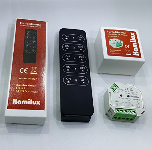 Set Kamilux Super Funk-LED Dimmer inkl. Funk-Fernbedienung max.400 Watt 8-230Volt Steuerspannung für dimmbare LED Leuchtmittel