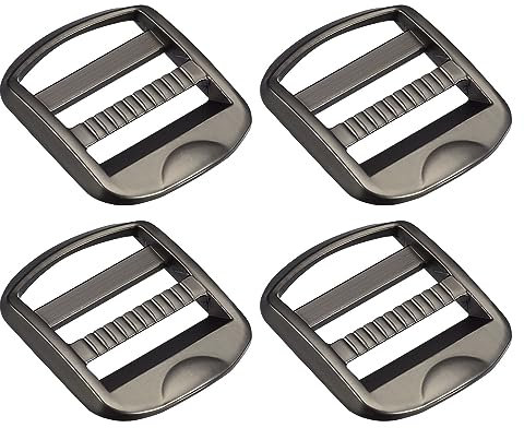 Uxcell Metal Ladder Buckle Slider Tri-Glider Metal Adjustable Buckles, 4pcs 25mm(1) Inner Width for Webbing Backpack Strap, Matt Gun-black