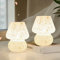 ONEWISH Lampe Champignon, Petite Lampe de Chevet Lot de 2, Lampe de Table en Verre, Esthétique Murano pour Chambre à Coucher, Salon, Cuisine - Cadeau d'Anniversaire Blanc