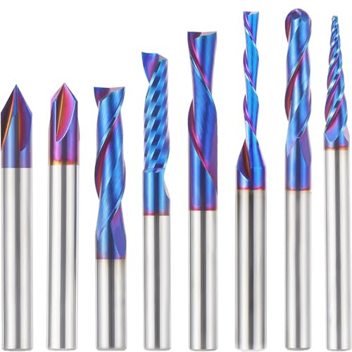 HQMaster CNC Router Bits 1/4 Zoll Schaft Carving Bit Set für Holz Detail Profil V Nut Gravur Vollhartmetall CNC Router Bit Sammlung