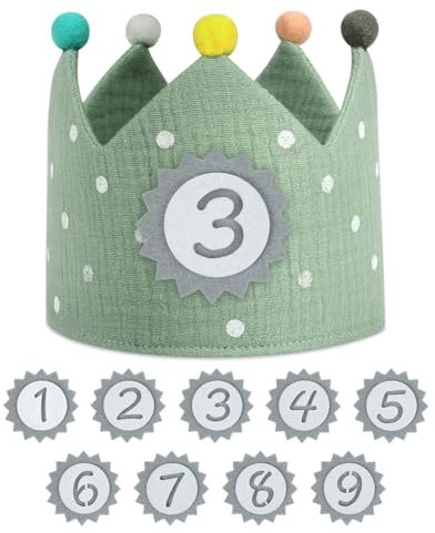 URAQT Birthday Crown for Kids, Reusable Birthday Party Hat Crown with Interchangeable Number from 0 to 9, Happy Birthday Hat, Baby Photo Props, Birthday Party Tiara Headbands Gifts for Boys Girls
