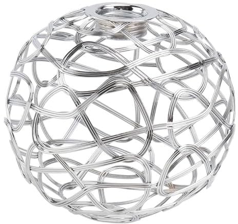 Mikikit Iron Art Lamp Shade Pendant Light Cover, Silver Metal Globe Lampshade for Chandelier and Ceiling Lamp, Home Decoration, 3.15 Inch Diameter