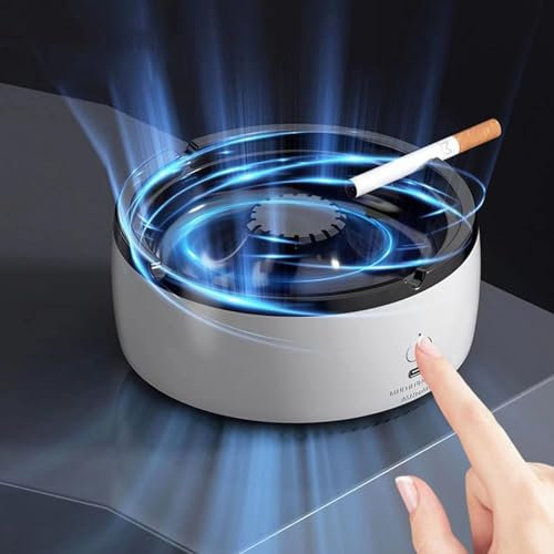 Neioaas Smokeless Ashtray Indoor - 2 in 1 Multifunctional Smokeless Ash tray Air Purifier, USB Rechargeable Electric Ashtray, Best for Family Car or Office(White)