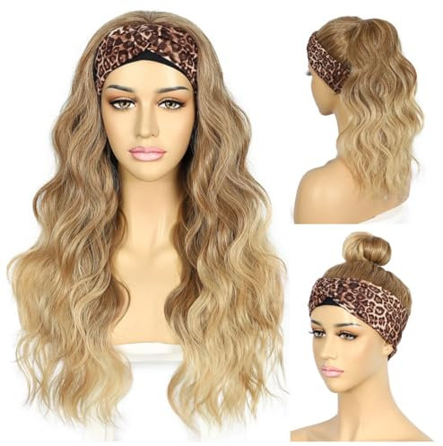 Sapphirewigs Stirnband Perücke Ombre Blonde Wellige Synthetische Perücken für Frauen Glueless Daily Wear Cosplay Stirnband Haare 150% Dichte 26 inch