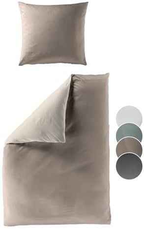 liebling Renforcé Bettwäsche Mocca braun, 1 x Bettbezug 135 x 200 cm + 1 x Kissenbezug 40 x80, Bettzeug aus 100% seidig weicher Baumwolle, 60 Grad, Ökotex Made in Green