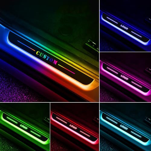 LED Car Door Sill Lights, Personalized Car Lighted Door Sill Strip with Logo/Text, Customizable Welcome Car Door Lights, Waterproof, Auto Sensing, Suitable for All Car Models