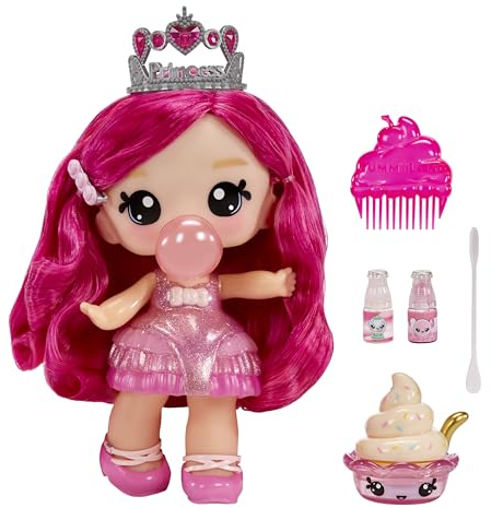 Yummiland Large Doll und Num Nom Lipgloss Pet - Bianca Bubblegum und Scoops - Duftende Puppe mit DIY Lipgloss-Set - Geeignet für Kinder ab 4 Jahren