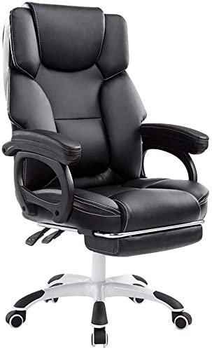 sjdoPulse Comfortable High-Back Pu Leather Gaming Desk Chair with Footrest Ergonomic Reclining Office Computer Chair Adjustable Height: 18.8-21.2 in Pink