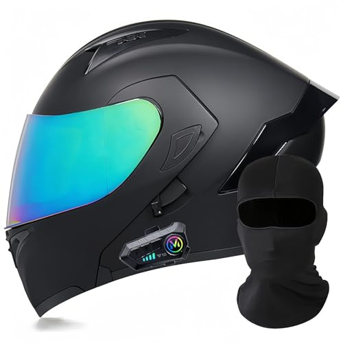 Modularer Motorrad-Bluetooth-Helm, DOT/ECE-Zugelassener, Hochklappbarer, Integrierter Motorradhelm Für Männer Und Frauen Mit Doppelvisier, Integriertem Dual-Lautsprecher 3,M57~58cm