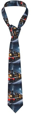 Herren-Krawatte mit gelben Blumen und Schmetterlingen, bedruckt, schmale Krawatte, für Hochzeiten, Bräutigam, Missionen, Tanzgeschenke, Winter Weihnachten Schnee Nacht Eisenbahn Zug, Einheitsgröße