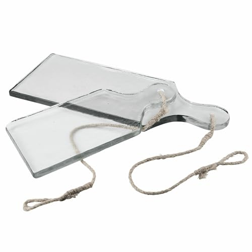LOBERON Schneidebrett 2er Set Arous, zwei unterschiedliche Größen, äußerst robust, modernes Design, Küchenutensilien, Küchenbrett, Glas, Jute, klar