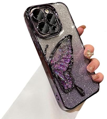 ZuoXun Caso di iPhone 15 Custodia Per Farfalla Glitter Di Lusso Per Iphone 11 12 13 14 15 Pro Max-Per iPhone 15 Promax-Viola