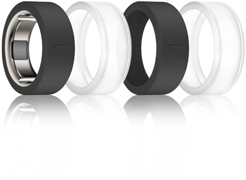 BandSmith Silikonringhülle, kompatibel mit Oura Ringschutz, elastische Hülle für Oura Ring Gen 4/3 Workout – patentiert geschützt (2 x schwarz + 2 x transparent, S für 678910)