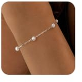 Aidenn Perlenarmband Damen Silber Perlen Armband,Silver Pearl Bracelet für Brautjungfer Hochzeit Abschlussball Mädchen Perlenschmuck