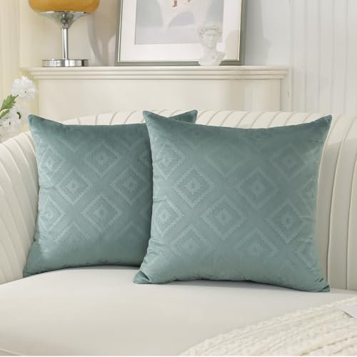 Ystyle 2er Set Kissenbezüge Samt Dekokissen Kissenbezug 40x40 Sofakissen Dekorativ Couchkissen Kissenhülle Bezug Weich, Einfarbig Kissen Bezug, für Wohnzimmer Schlafzimmer, Hellgrün