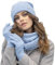 VIVISENCE Winter Damen Set Aus Wolle Mit Mütze, Schal Und Handschuhen Hergestellt Aus Weich Und Warm Garn Mit Melange-Muster Ideal Für Kalte Wintertage, Hellblaue Melange,Einheitsgröße