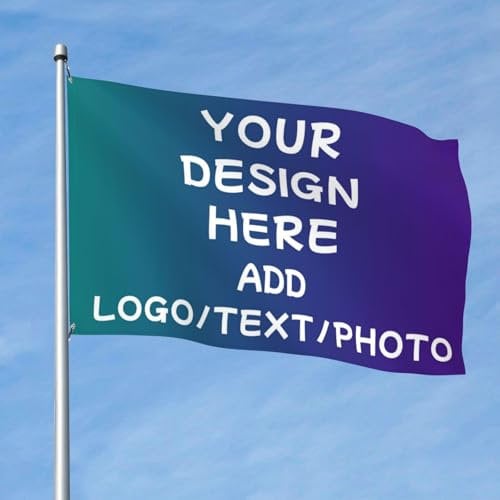 PRFELMG Personalisierte Flagge - Gestalten Sie Ihr eigenes Text/Logo/Foto, maßgeschneiderte Flaggen, personalisierte Banner für Geschäftsgeschenke und Heimdekorationen