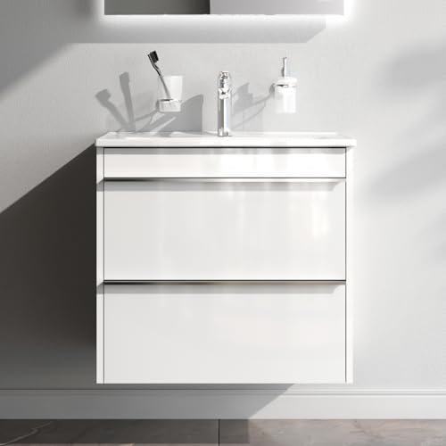 AM.PM HIT - Waschbeckenunterschrank Hängend mit Waschbecken, Badmöbel Set für Badezimmer & Gäste-WC, Waschtischunterschrank mit 2 Schubladen, 65 cm breit, Weiß glänzend