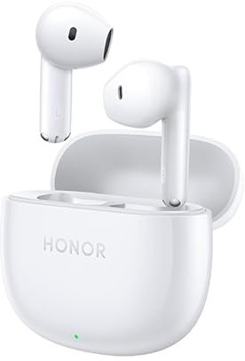 HONOR Earbuds X6 40 Ore écouter Bluetooth,10 mm Pilote Dynamique, Décodage HiFi5 DSP, Réduction du Bruit AI, Oreillette Bluetooth 5.3 avec Microphone, IP54, Blanc