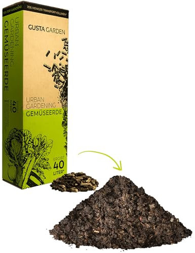 Urban Gardening Gemüseerde und Tomatenerde mit Langzeitdünger – Pelletierte Quellerde, Torffrei & Kokosfrei, Plastikfreie Verpackung, Alternative zu Kokoserde, Made in Austria (40L)