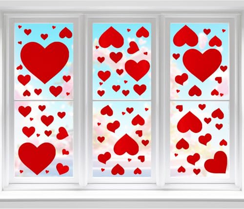 10 Blatt Fensteraufkleber, Valentinstag, selbstklebend, in Herzform, für Fenster, Wand, Boden, Haus, Hochzeit, Geburtstagsfeier, Geschäft, Dekoration