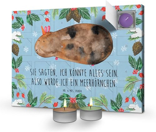 Mr. & Mrs. Panda Duftkerzen Adventskalender Einhorn Meerschweinchen - Geschenk, Pegasus, Unicorn, Einhörner