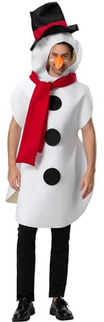 Felcia Schneemann-Kostüm für Erwachsene und Kinder, ärmellos, Overall mit falscher Nase und Schal, Schnee, Cosplay, Outfit, Weihnachten, Verkleidung