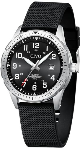 CIVO Herren Uhr Analog Quarz: Klassische Mode Armbanduhren Herren mit Datum Leuchtend - Wasserdicht Casual Design Uhr für Männer Gummiband